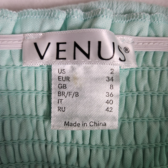 Venus Smocked Off Shoulder Maxi Dress Mint Aqua Cottage Long Beachy Romantic 2 - Picture 12 of 16